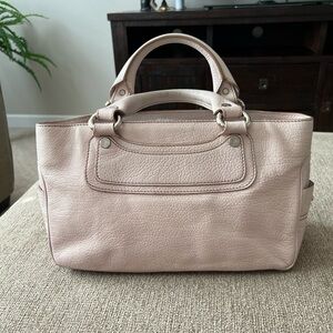 CELINE Beige/Pink BOOGIE BAG Rare Color LEATHER LUXE Satchel VINTAGE